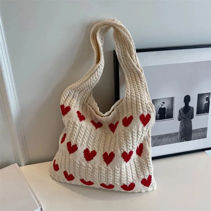 Knitted Handbags Female Large Capacity Totes Women's Shoulder Bag Summer Beach Bag Purses Casual Hollow Woven Shopping