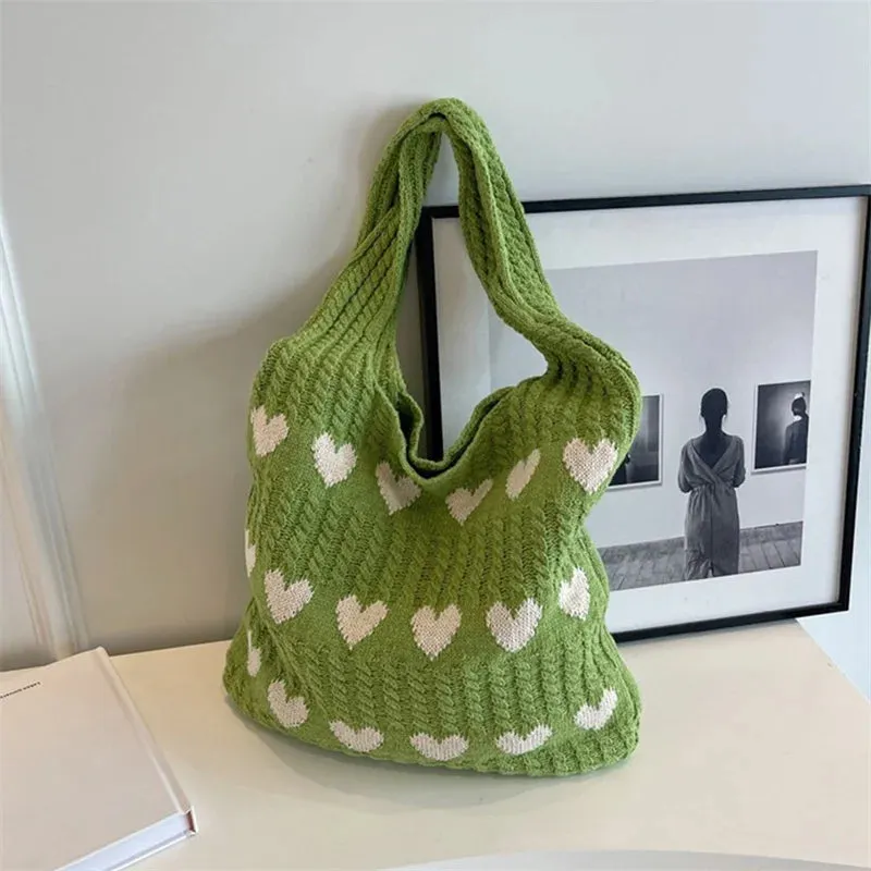Knitted Handbags Female Large Capacity Totes Women's Shoulder Bag Summer Beach Bag Purses Casual Hollow Woven Shopping