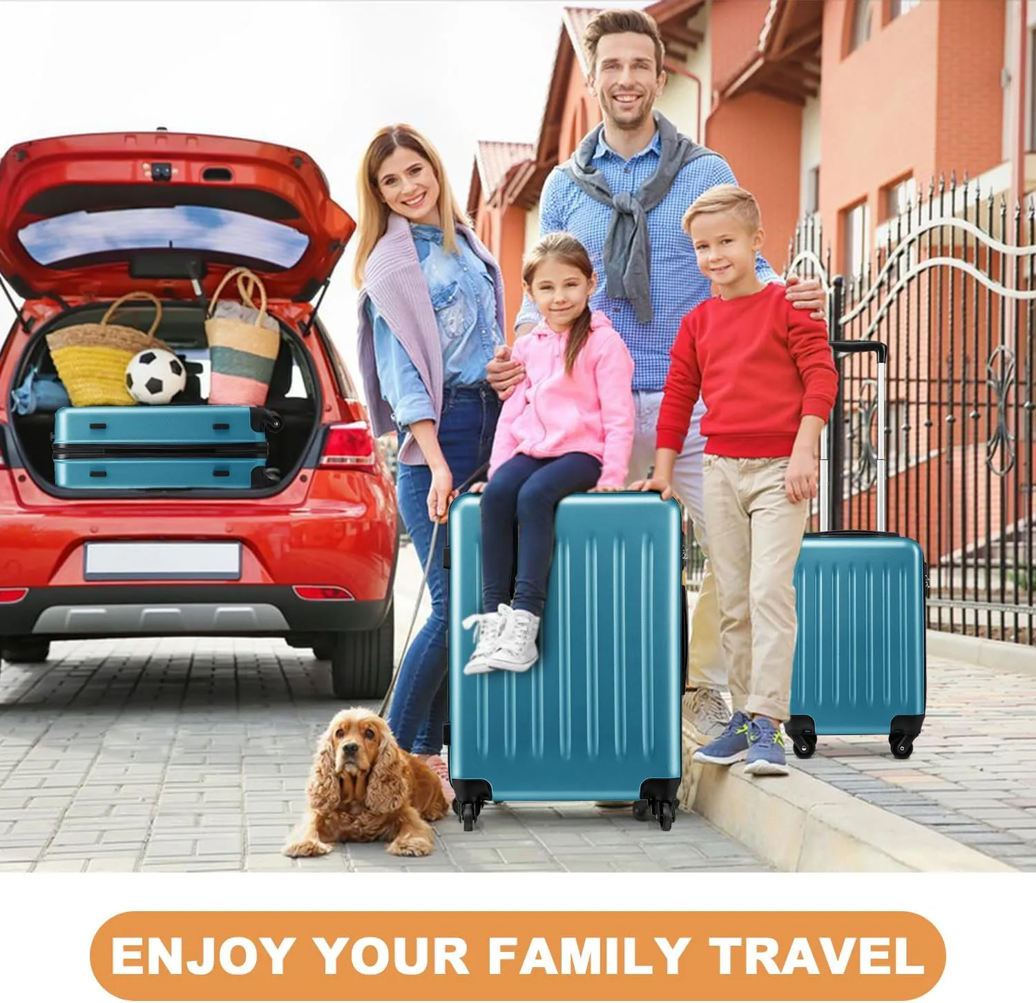 Kono Luggage Expandable(only 28") Suitcase Set 3Pcs   ABS Hardshell Suitcase with 360° Spinner Wheels, 20" 24" 28" Navy