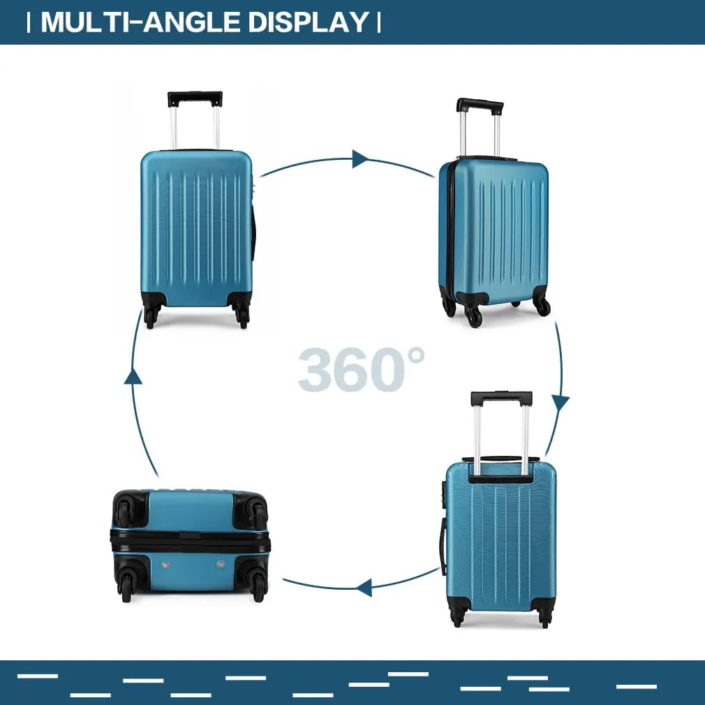Kono Luggage Expandable(only 28") Suitcase Set 3Pcs   ABS Hardshell Suitcase with 360° Spinner Wheels, 20" 24" 28" Navy