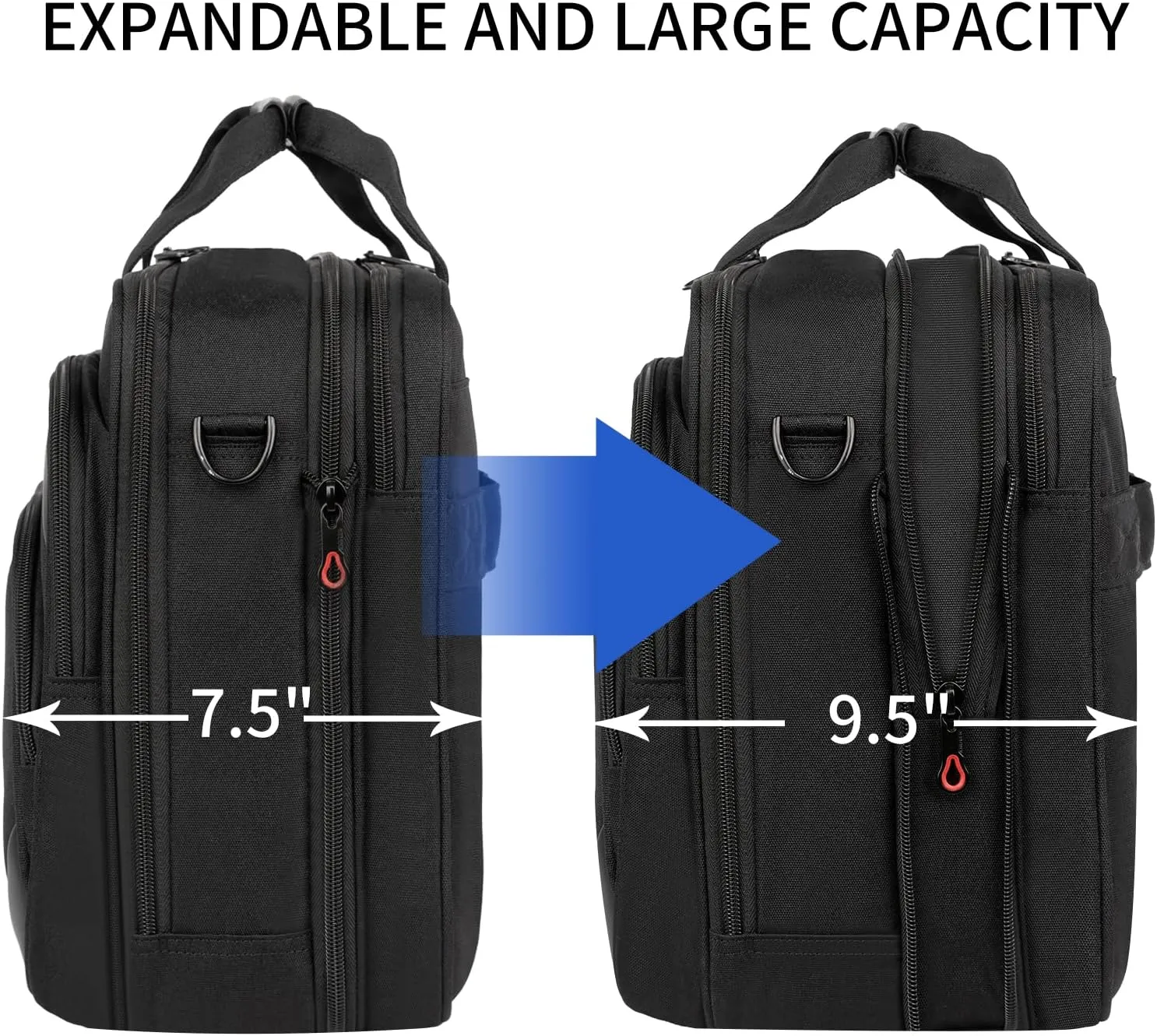 KROSER Laptop Bag 17.3 Inch Premium Laptop Briefcase, Expandable Water Repellent Laptop Shoulder Messenger Bag Durable Computer Case for Business/Travel/Men/Women (Black/Red)