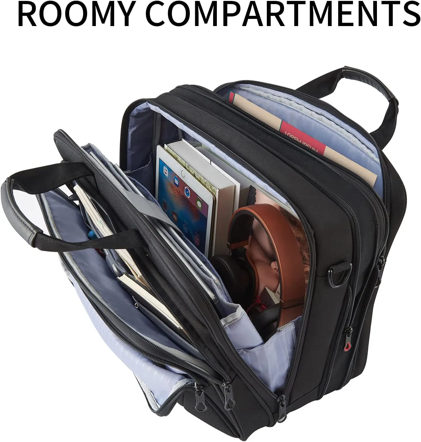 KROSER Laptop Bag 17.3 Inch Premium Laptop Briefcase, Expandable Water Repellent Laptop Shoulder Messenger Bag Durable Computer Case for Business/Travel/Men/Women (Black/Red)