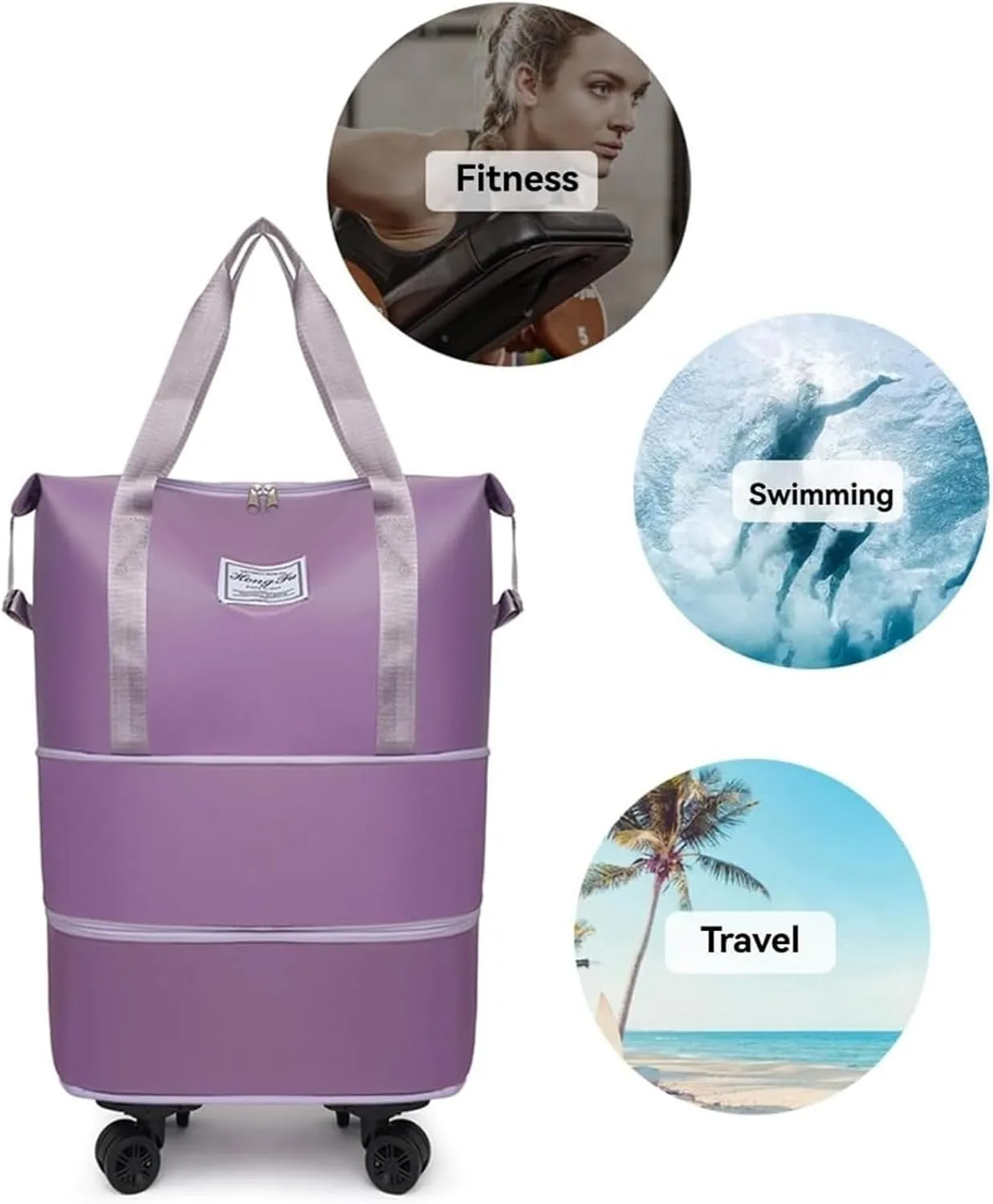Kulken Travel Bag with Removable Wheels, 2025 New Large Capacity Travel Bag - Universal Wheel Removable(Black)