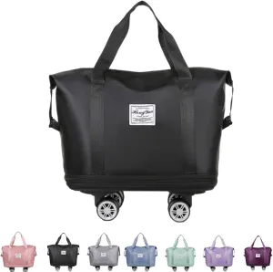 Kulken Travel Bag with Removable Wheels, 2025 New Large Capacity Travel Bag - Universal Wheel Removable(Black)