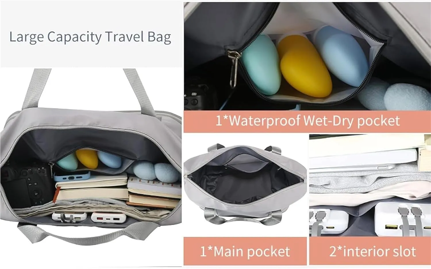 Kulken Travel Bag with Removable Wheels, 2025 New Large Capacity Travel Bag - Universal Wheel Removable(Black)