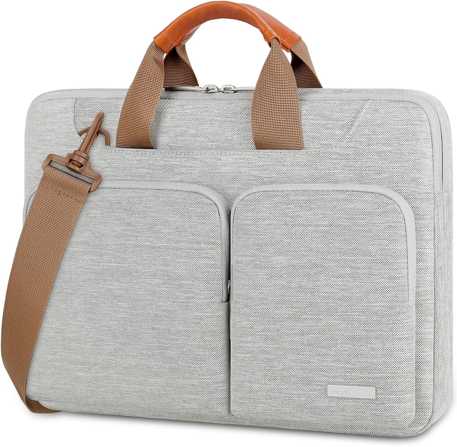 Lacdo 360° Protective Laptop Shoulder Bag for 15 inch New MacBook Air M4 A3241 2025, M3 A3114, M2 A2941 2024-2023, 15 inch MacBook Pro A1990 A1707, Dell XPS 15 Plus 2022-2020 Computer Case Bag, Gray