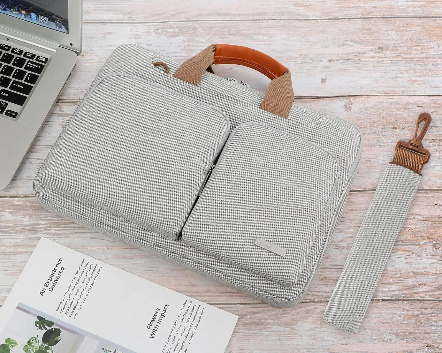 Lacdo 360° Protective Laptop Shoulder Bag for 15 inch New MacBook Air M4 A3241 2025, M3 A3114, M2 A2941 2024-2023, 15 inch MacBook Pro A1990 A1707, Dell XPS 15 Plus 2022-2020 Computer Case Bag, Gray