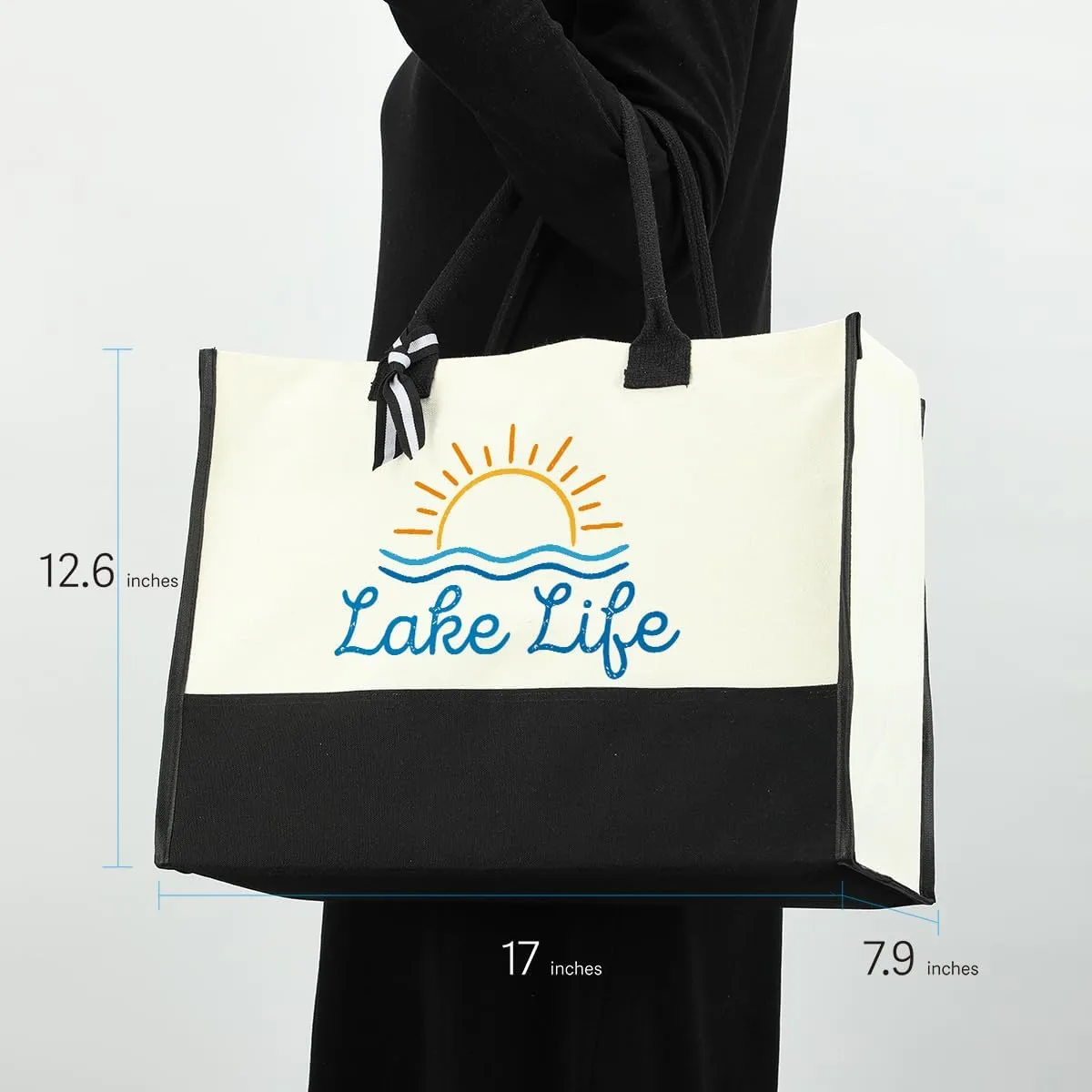 Lake Life Tote Bag for Women Waterproof Personalized Beach Bag Canvas Bag Funny Lake Girls Bag Trip Gifts