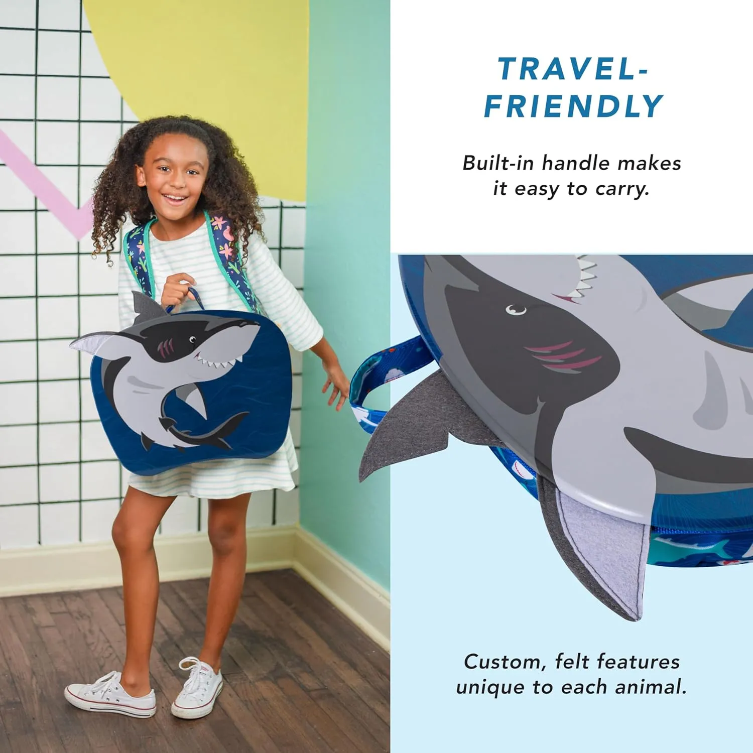 LAPGEAR Lap Pets Lap Desk for Lil' Kids - Shark - Fits up to 11.6 Inch Laptops - Style No. 46753