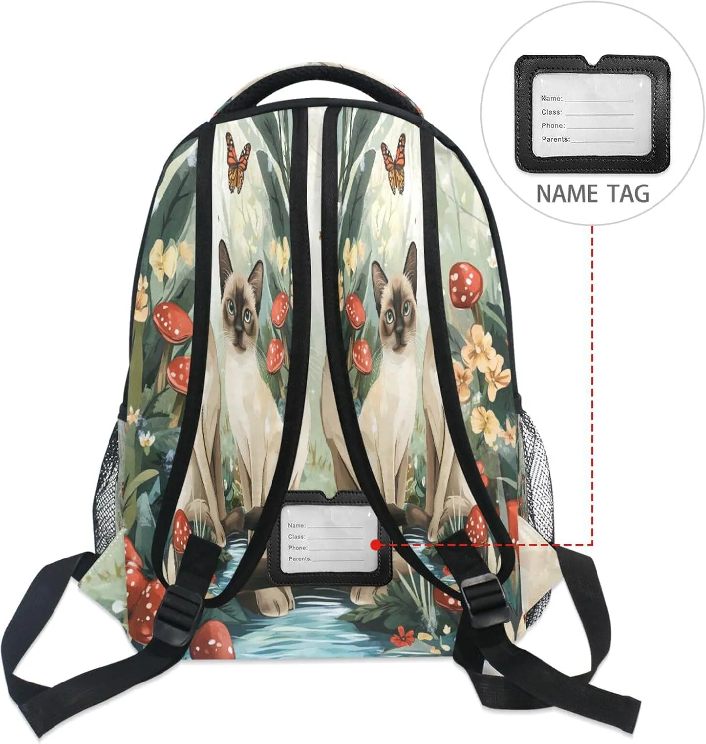Laptop Backpack for Men and Women Fashion Business Work Bag with Chest Strap for Travel Trip Cartoon Tonkinese Cats A River