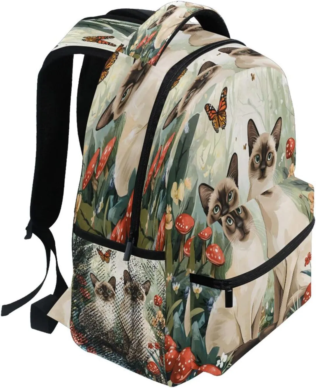 Laptop Backpack for Men and Women Fashion Business Work Bag with Chest Strap for Travel Trip Cartoon Tonkinese Cats A River