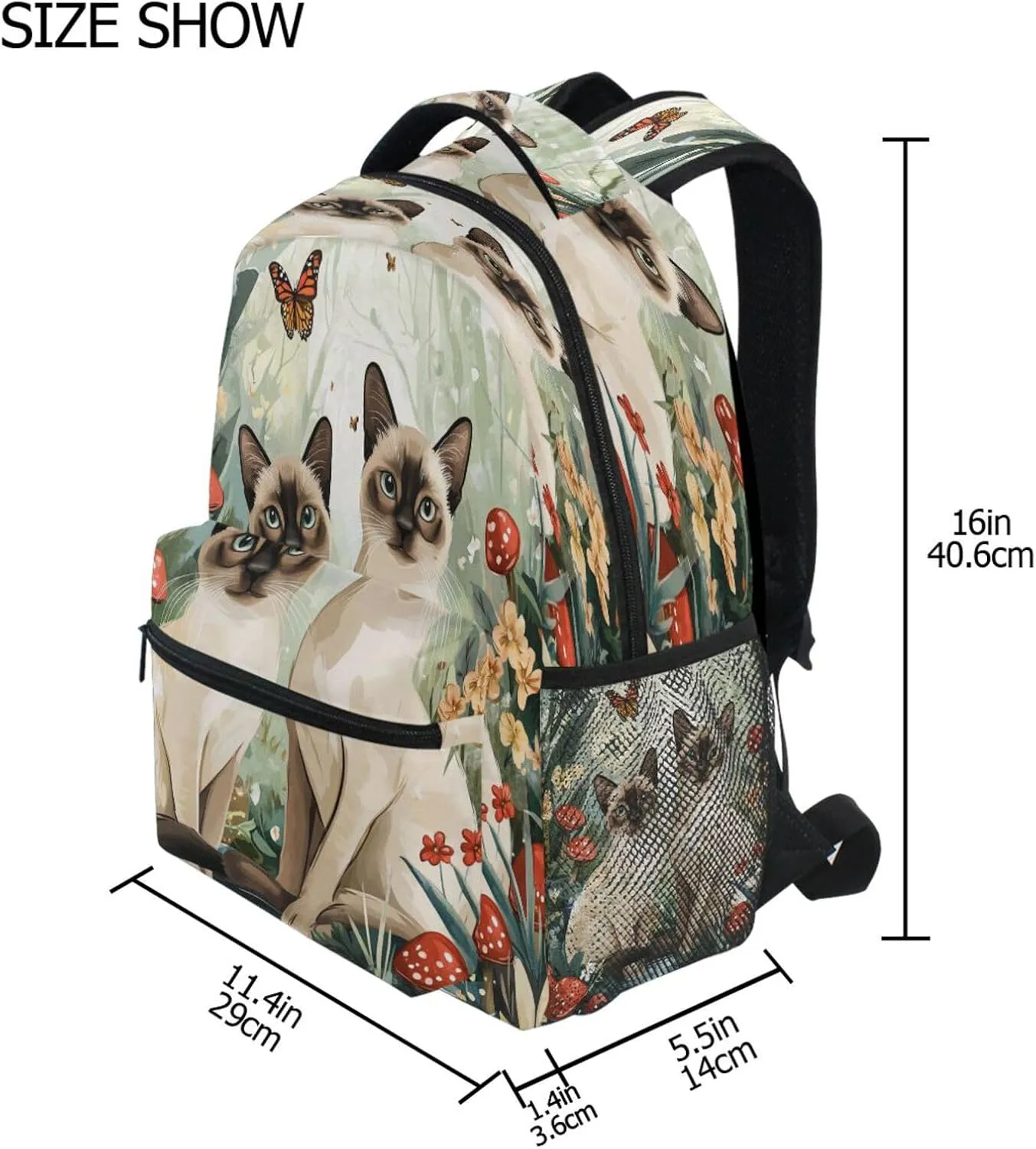 Laptop Backpack for Men and Women Fashion Business Work Bag with Chest Strap for Travel Trip Cartoon Tonkinese Cats A River