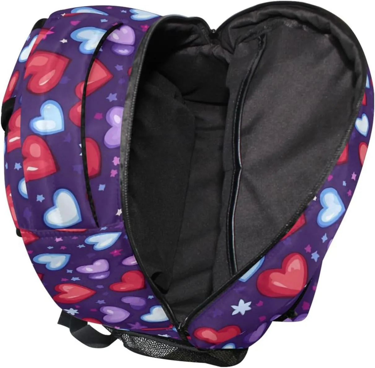 Laptop Backpack for Teenager Waterproof College School Computer Bag with Chest Strap for Travel Trip Purple Heart Day Red and Blue Stars
