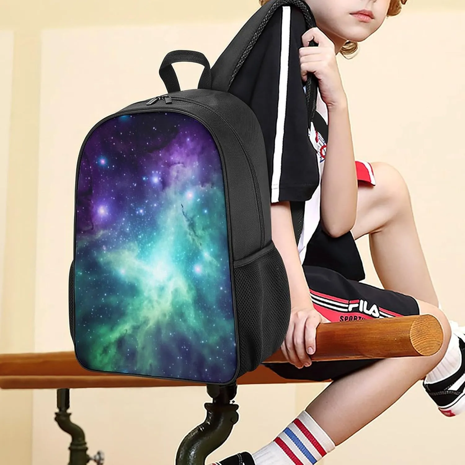 Laptop Backpack for Travel Daypack Green Blue Purple Galaxy Computer Bag Work Back Pack Laptop Bag Casual Nurse Bag