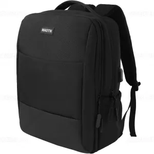 Laptop Backpack15.6 Inch Anti Theft with USB Charging Port, Waterproof Business Computer Bag for Men Airline Approved (Black)