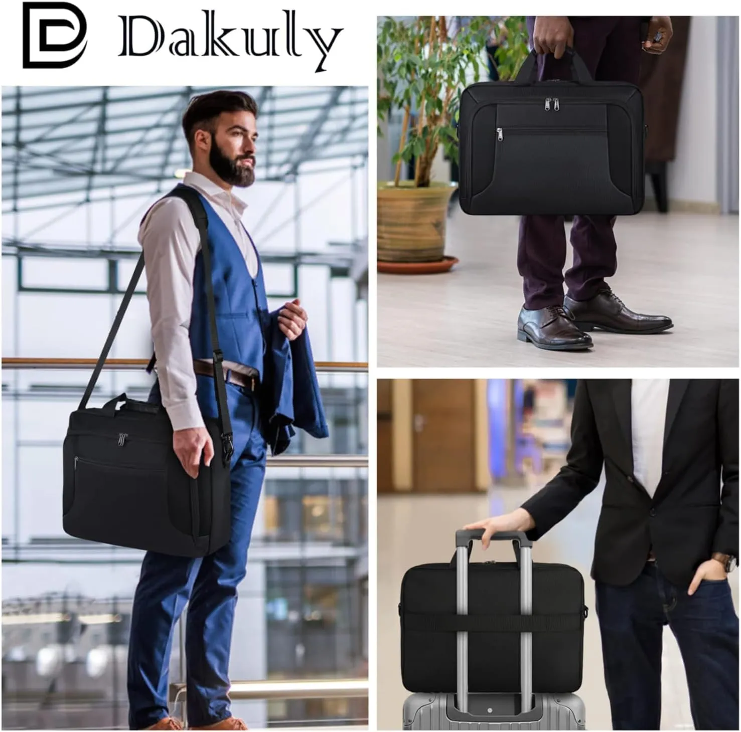 Laptop Bag 15.6 Inch Laptop Briefcase Computer Bag for Men Women Waterproof Business Office Work Large Laptop Case 15.6 Inch Adjustable Shoulder Messenger Bag Black