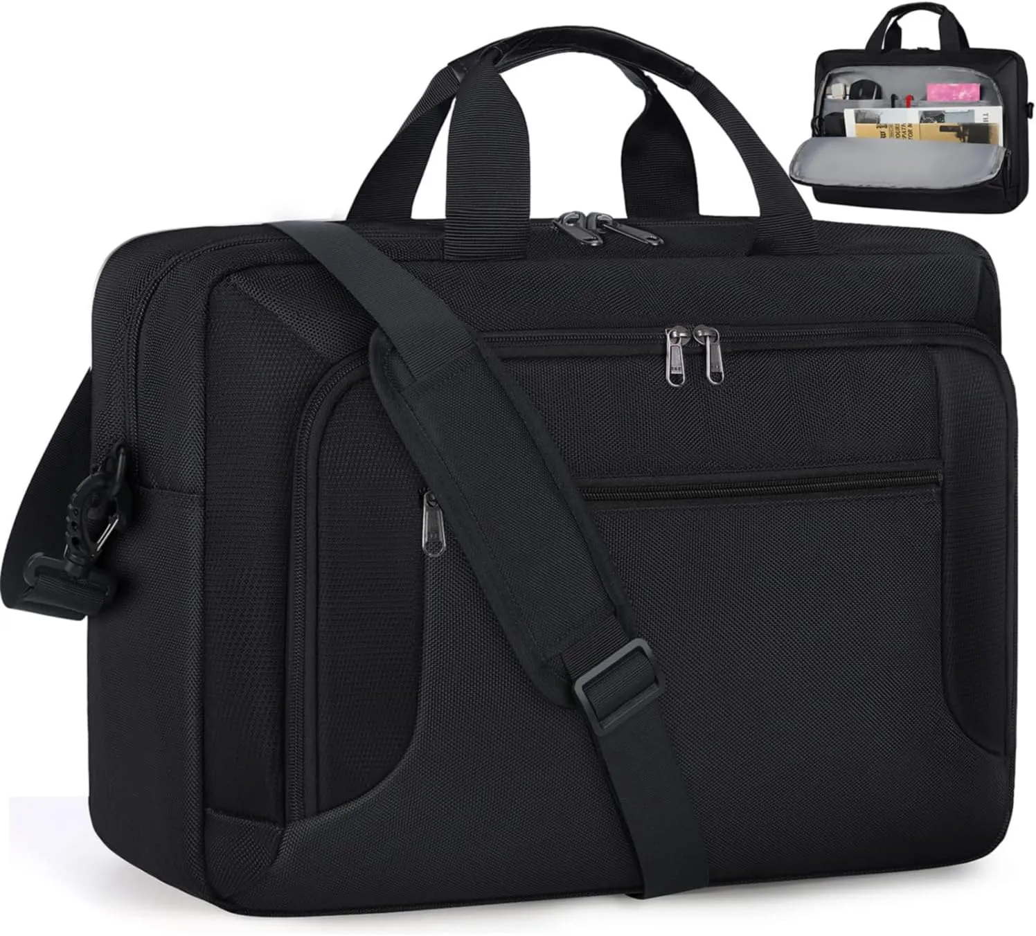 Laptop Bag 15.6 Inch Laptop Briefcase Computer Bag for Men Women Waterproof Business Office Work Large Laptop Case 15.6 Inch Adjustable Shoulder Messenger Bag Black