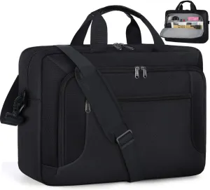 Laptop Bag 15.6 Inch Laptop Briefcase Computer Bag for Men Women Waterproof Business Office Work Large Laptop Case 15.6 Inch Adjustable Shoulder Messenger Bag Black