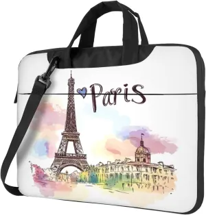 Laptop Bag Case Hand Drawn Paris Eiffel Tower Computer Messenger Shoulder Bag Laptop Sleeve Briefcase