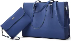 Laptop Bag for Women 15.6 inch Laptop Tote Bag Leather Classy Computer Briefcase for Work Waterproof Handbag 2pcs Set