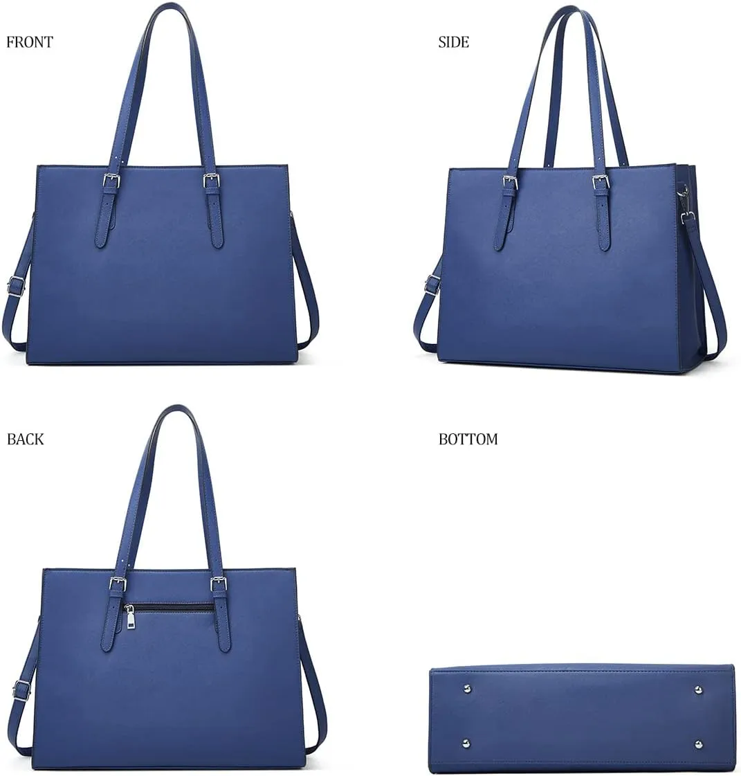 Laptop Bag for Women 15.6 inch Laptop Tote Bag Leather Classy Computer Briefcase for Work Waterproof Handbag 2pcs Set