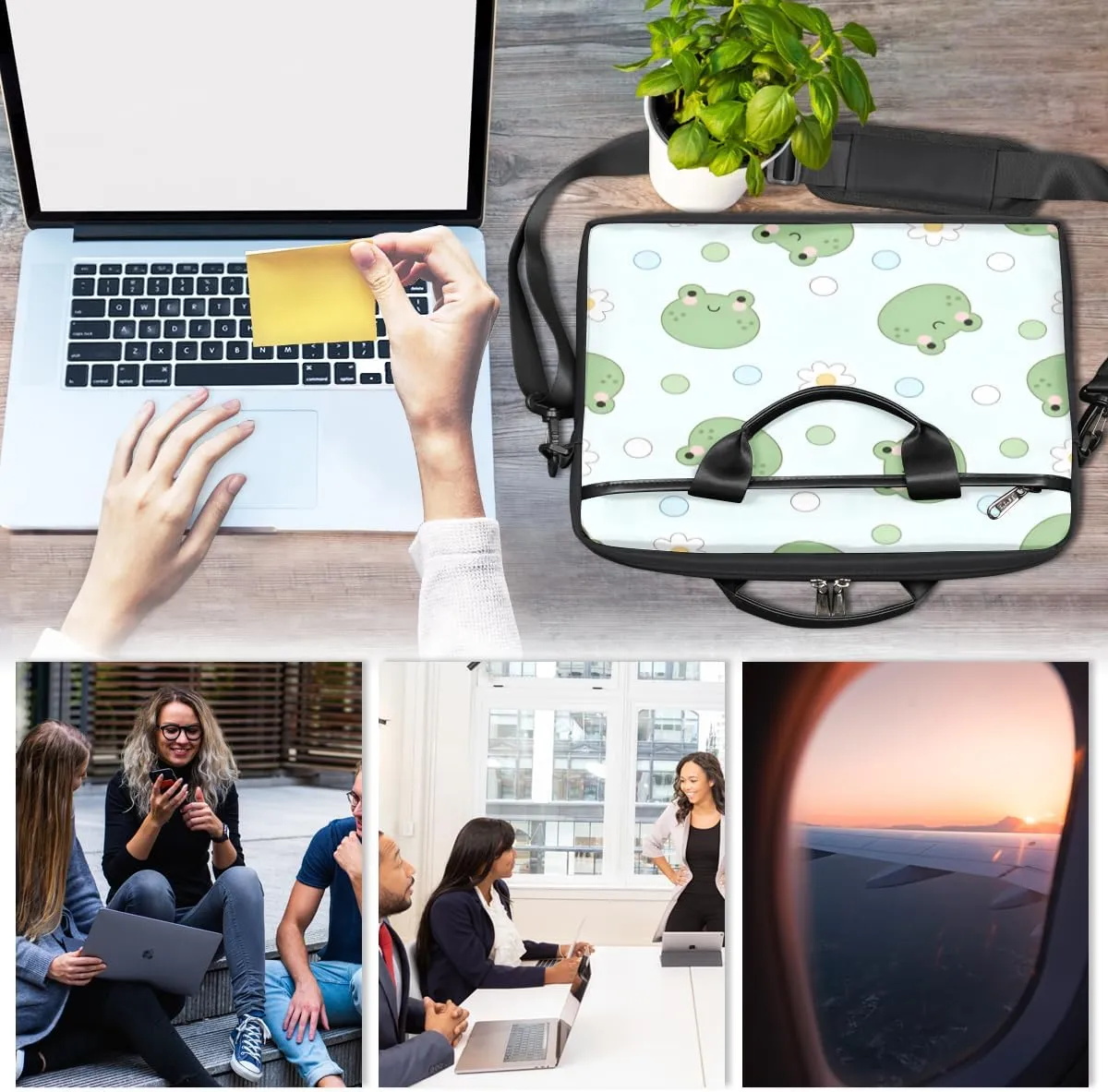 Laptop Bag for Women Men Waterproof Laptop Shoulder Bag 14-15.6 Inch Computer Messenger Bag Carrying Case