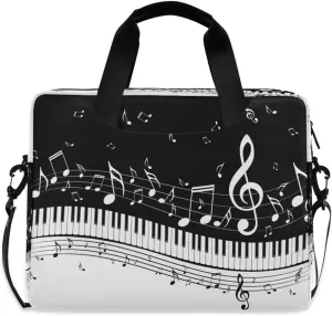 Laptop Case Abstract Music Note Piano Laptops Sleeve Shoulder Messenger Bag Briefcase Notebook Computer Tablet Bags with Strap Handle for Women Man Boys Girls 16 Inch