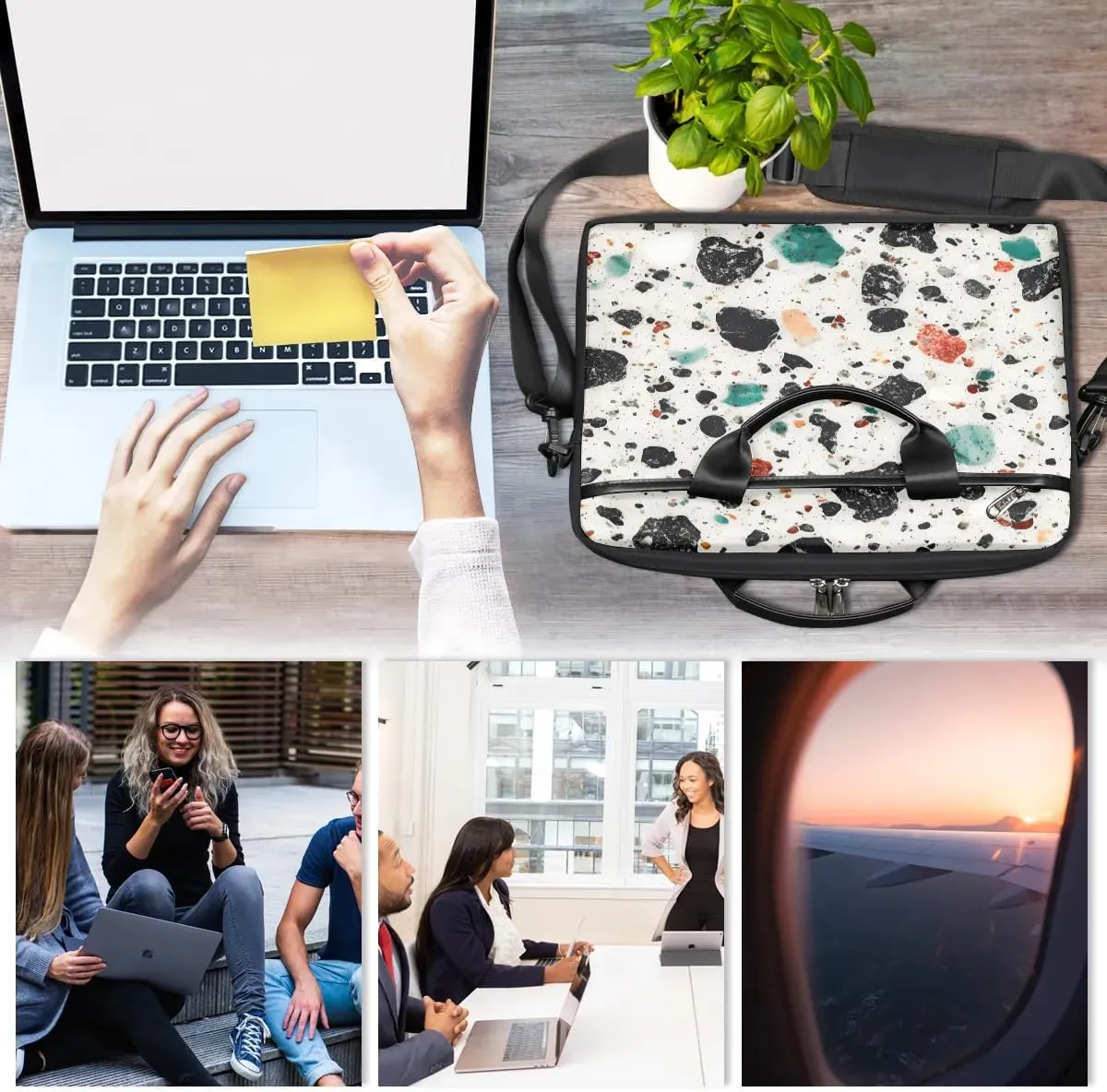 Laptop Shoulder Bag Computer Bag 13-15 Inches Laptop Carrying Case with Shoulder Strap for Women Men