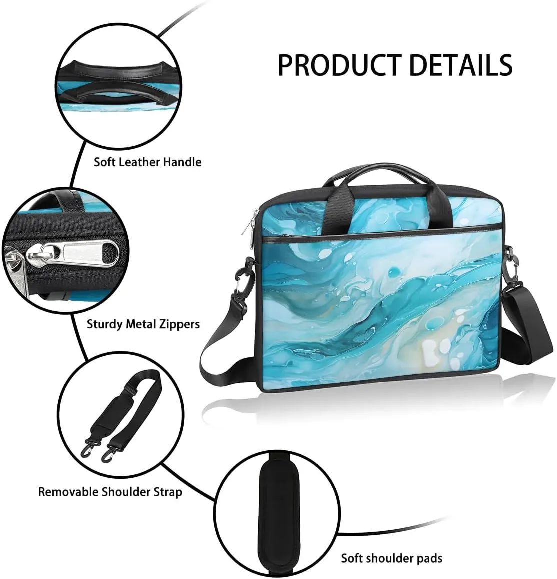 Laptop Shoulder Bag Computer Bag 13-15 Inches Laptop Carrying Case with Shoulder Strap for Women Men