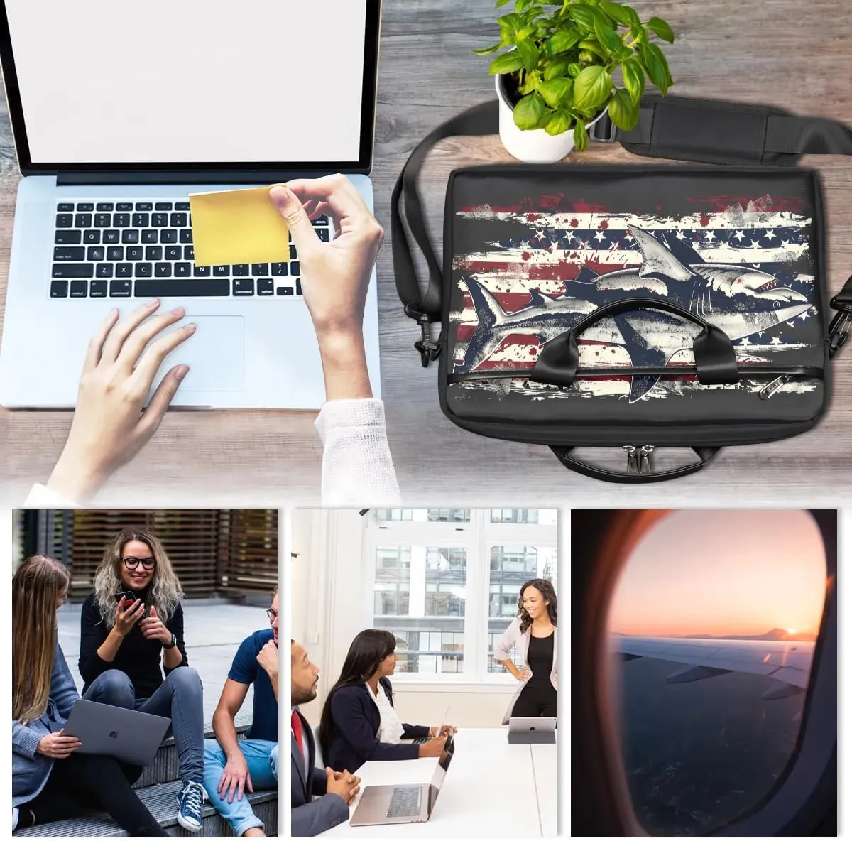 Laptop Shoulder Bag Computer Bag 13-15 Inches Laptop Carrying Case with Shoulder Strap for Women Men