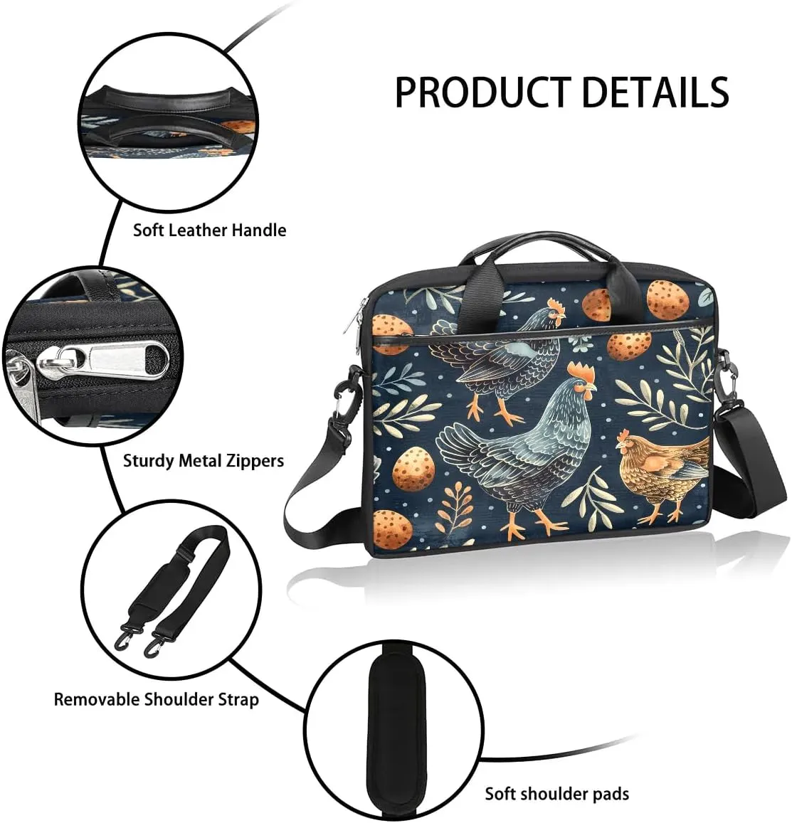 Laptop Shoulder Bag Computer Bag 13-15 Inches Laptop Carrying Case with Shoulder Strap for Women Men
