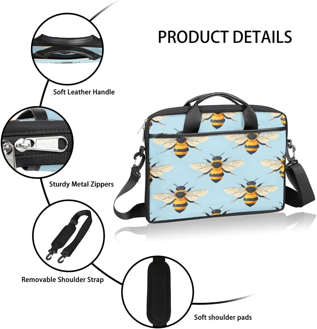 Laptop Shoulder Bag Computer Bag 13-15 Inches Laptop Carrying Case with Shoulder Strap for Women Men