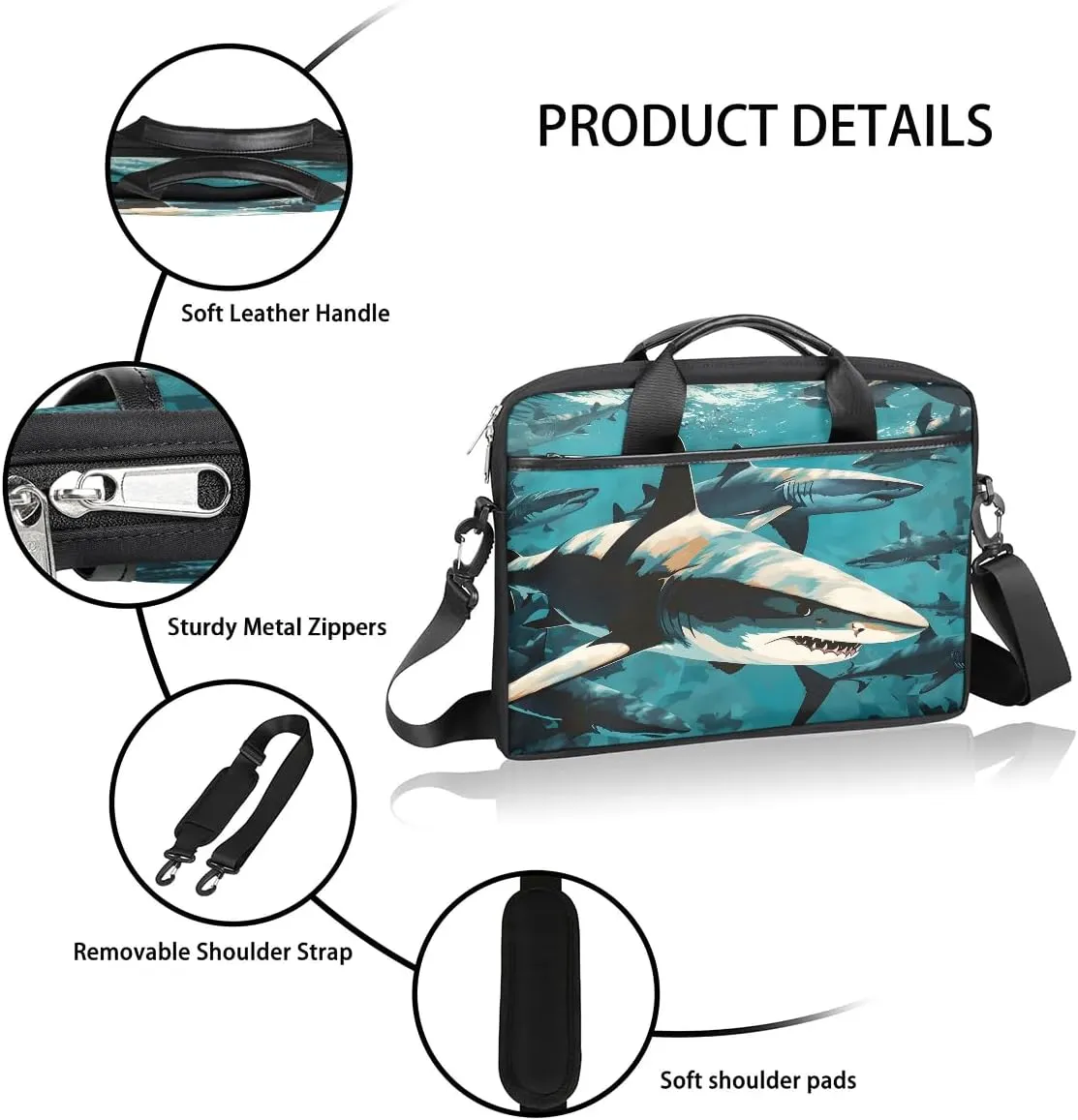 Laptop Shoulder Bag Computer Bag 13-15 Inches Laptop Carrying Case with Shoulder Strap for Women Men