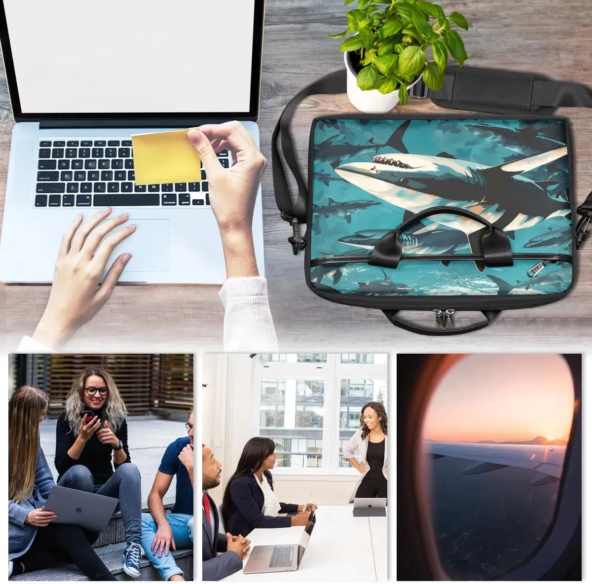 Laptop Shoulder Bag Computer Bag 13-15 Inches Laptop Carrying Case with Shoulder Strap for Women Men