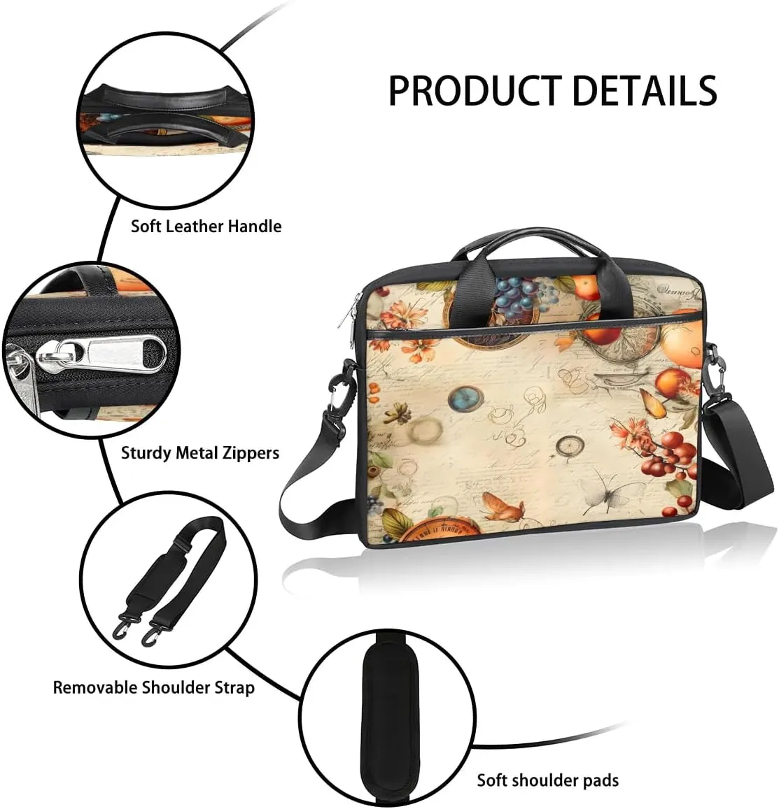 Laptop Shoulder Bag Computer Bag 13-15 Inches Laptop Carrying Case with Shoulder Strap for Women Men