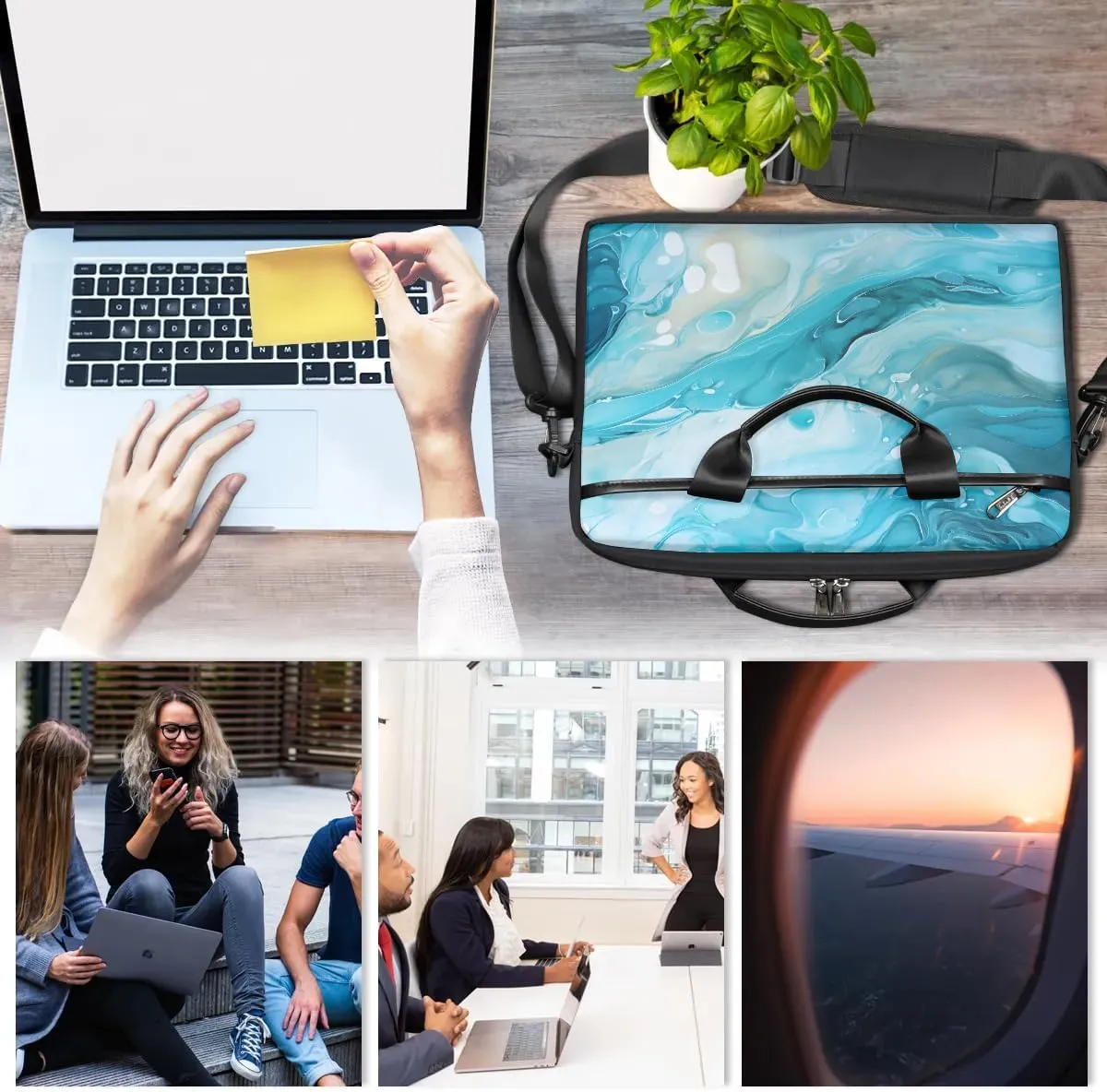 Laptop Shoulder Bag Computer Bag 13-15 Inches Laptop Carrying Case with Shoulder Strap for Women Men