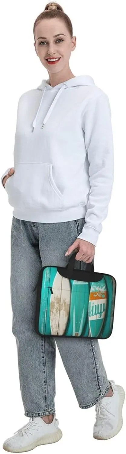 Laptop Tote Bag Men Women Vintage Turquoise Wood Surfboard Shoulder Laptop Sleeve Briefcase Messenger Computer Bag