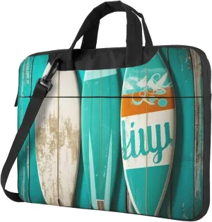 Laptop Tote Bag Men Women Vintage Turquoise Wood Surfboard Shoulder Laptop Sleeve Briefcase Messenger Computer Bag
