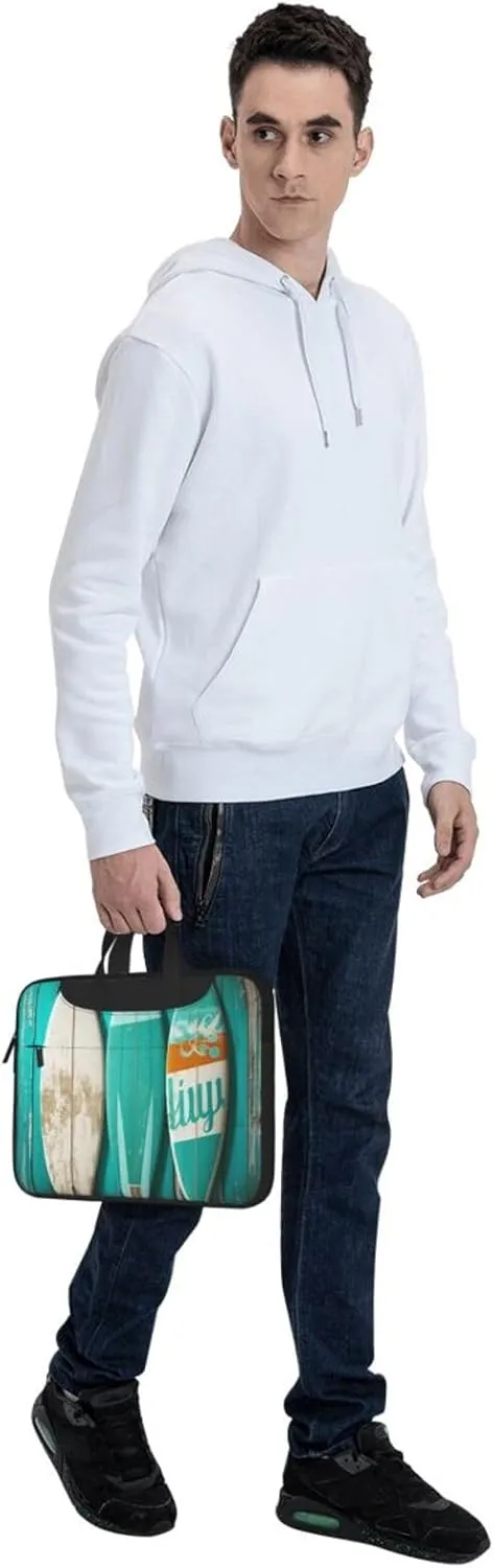 Laptop Tote Bag Men Women Vintage Turquoise Wood Surfboard Shoulder Laptop Sleeve Briefcase Messenger Computer Bag