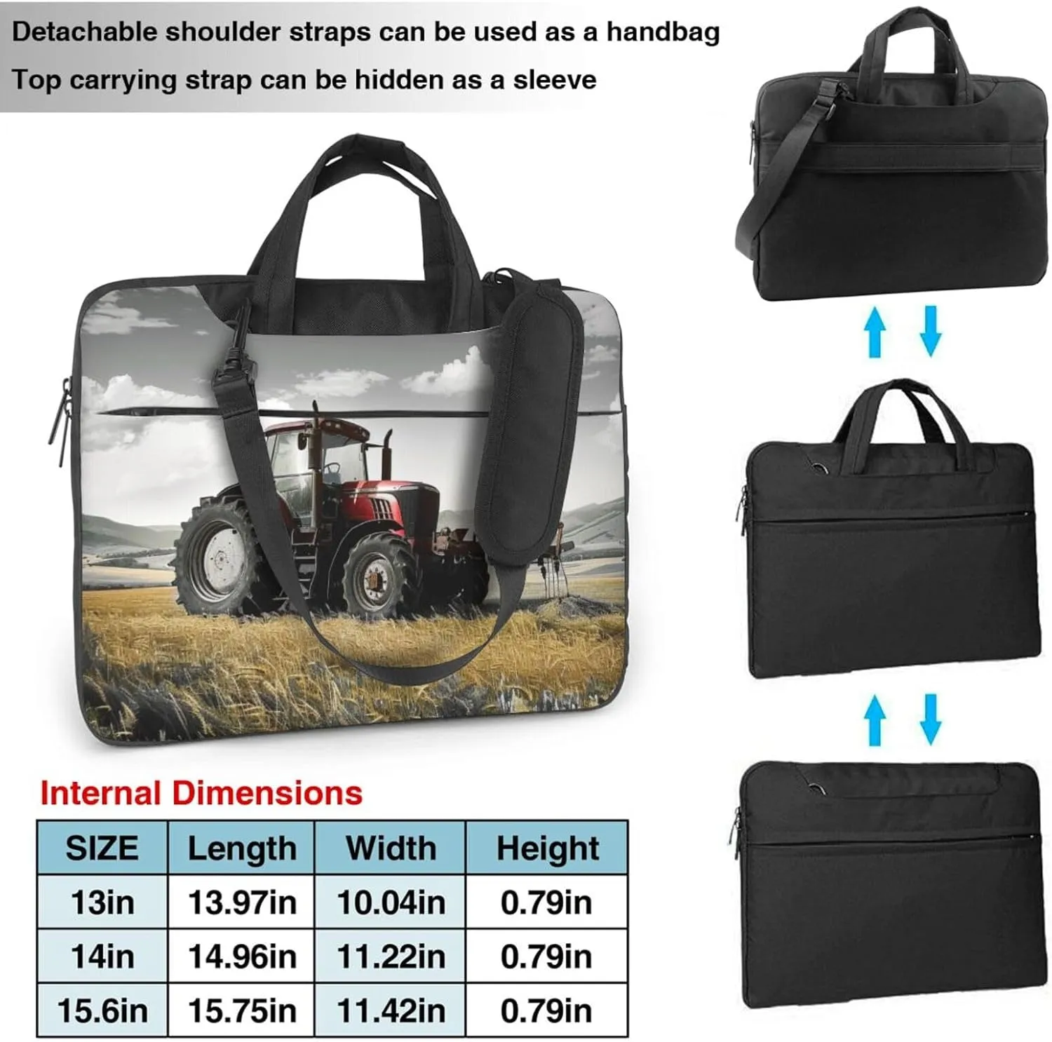 Laptop Tote Bag Tractor Agriculture Quiet Printed Travel Business Computer Bag Work Bag for Men Women