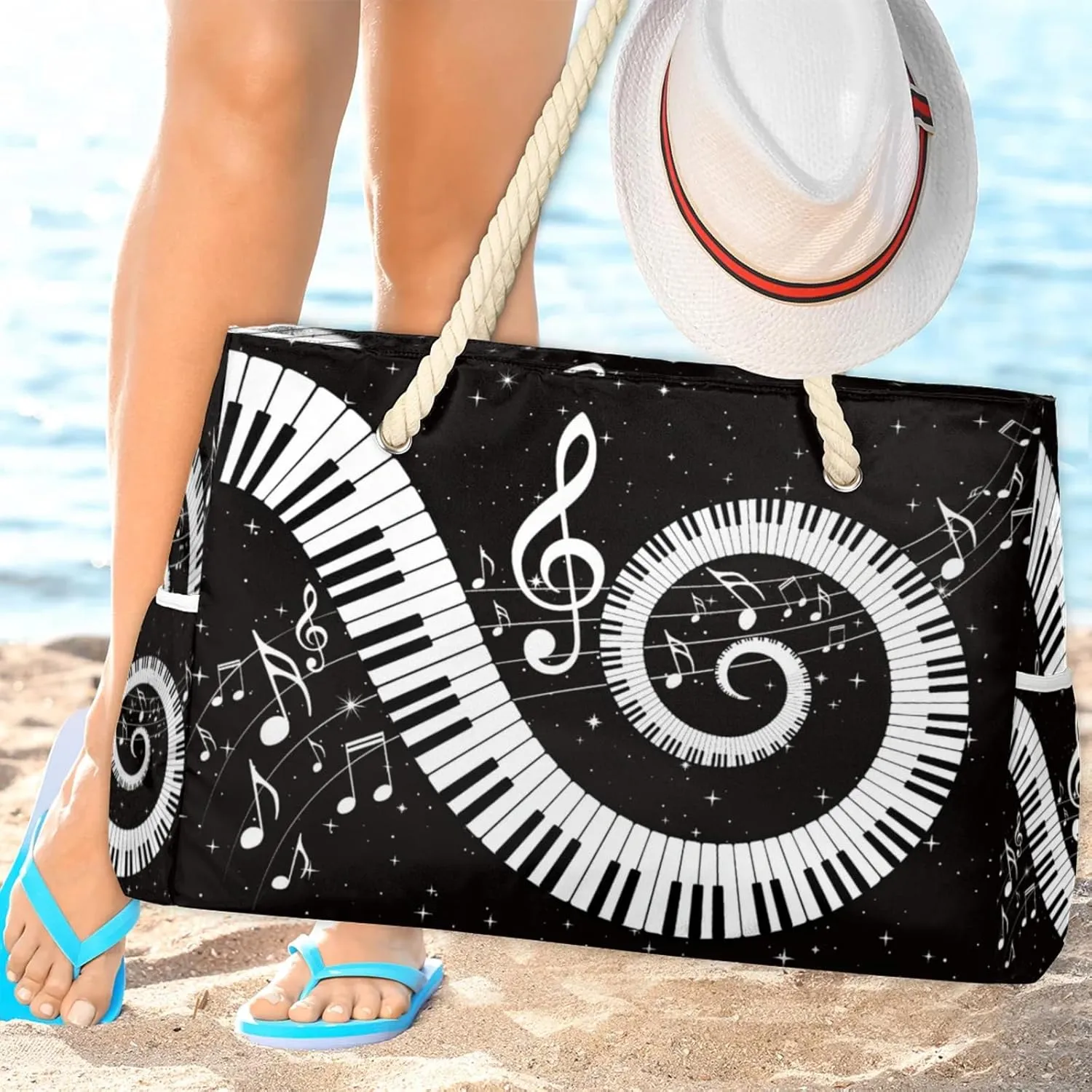 Large Beach Tote Bags for Women, Waterproof Beach Bag with Zipper, Swim Pool Tote Bags