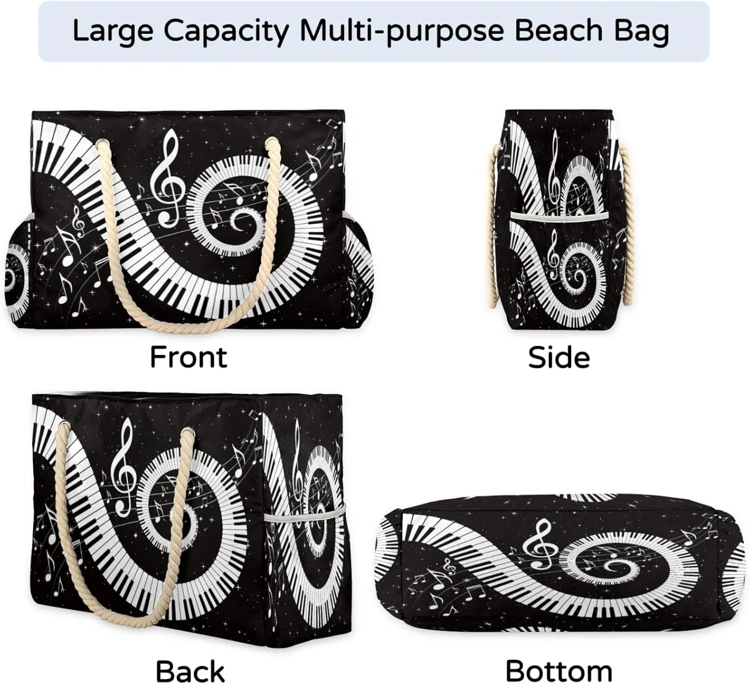 Large Beach Tote Bags for Women, Waterproof Beach Bag with Zipper, Swim Pool Tote Bags