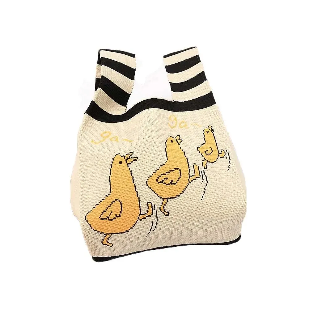 Large Capacity Small Bag Women's Knitted Portable Vest Tote Bag Going Out Portable Storage Bag Korean Version Knitted Hand Bag