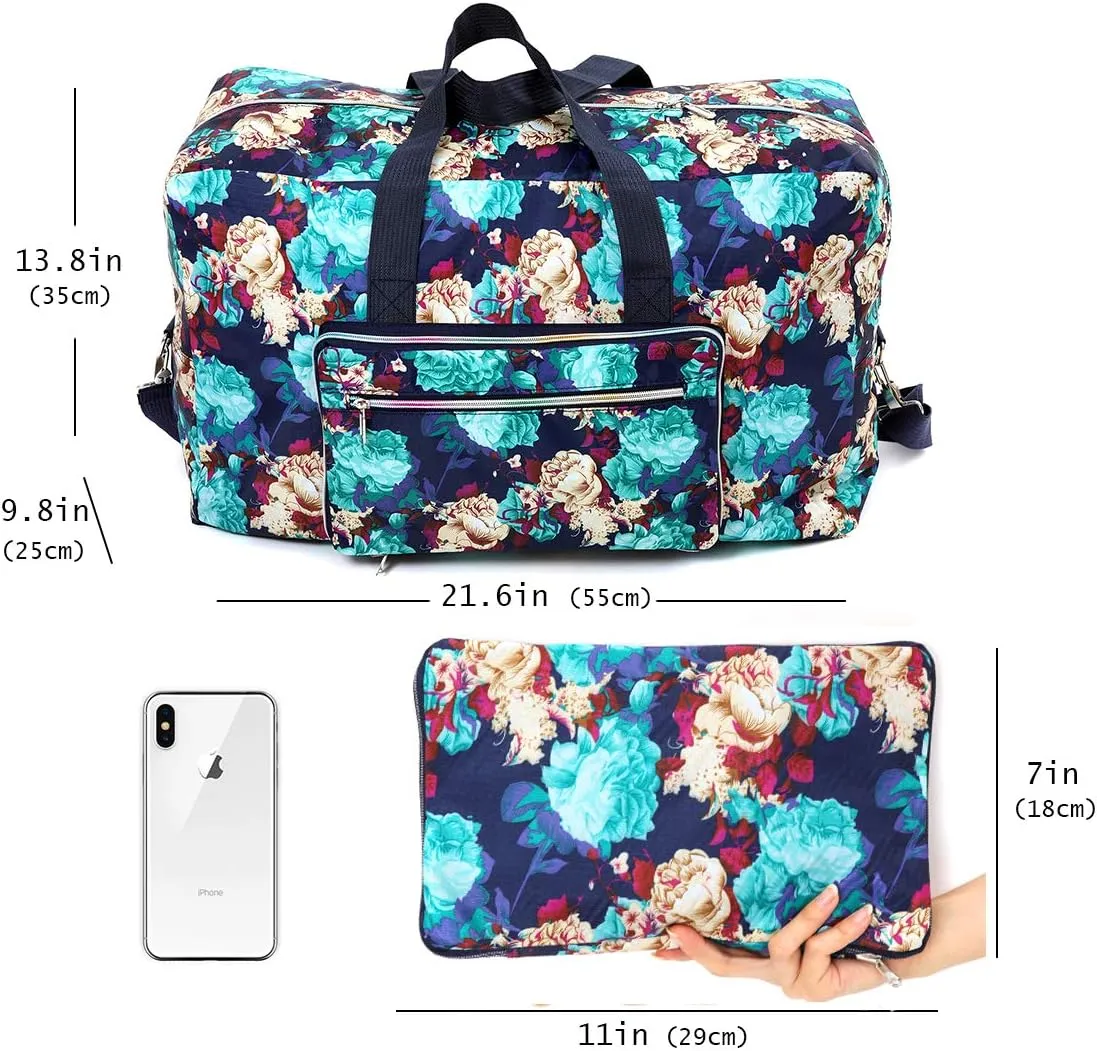 Large Foldable Travel Duffel Bag, Sports Tote Gym Bag For Women with Trolley Sleeve Weekender Overnight Carry On Checked Luggage Bag Hospital Bag Tote Shoulder Handbag Bag