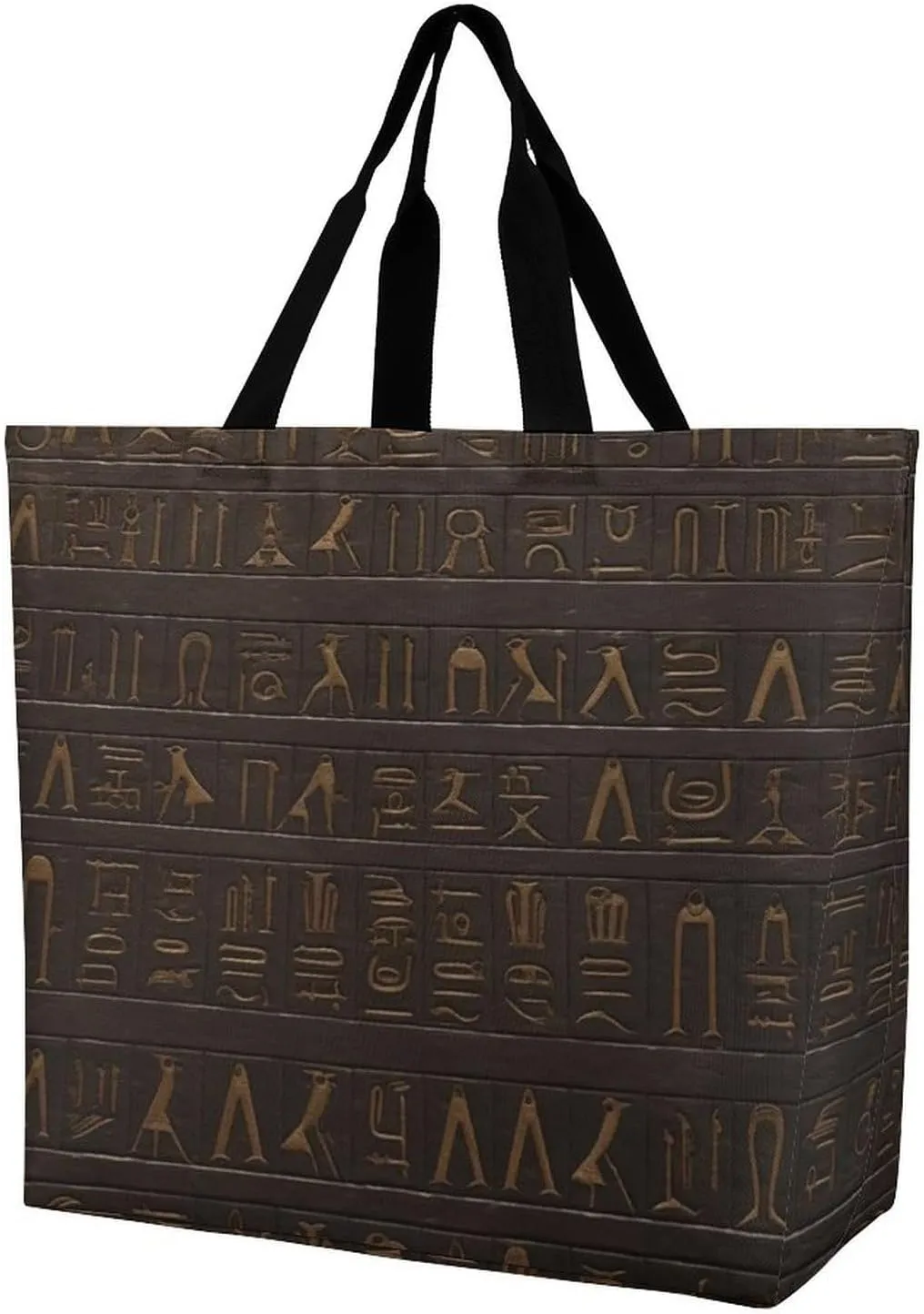 Large Grocery Bags Beach Tote Ancient Egyptian Hieroglyph Shopping Bag for Women Shoulder Bag for Travel Work Handbag