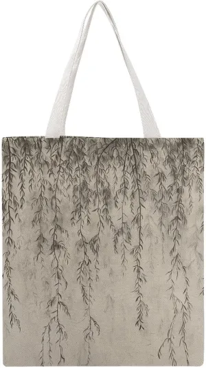 Large Grocery Bags Beach Tote Willow Branch Drawing Shopping Bag for Women Shoulder Bag for Travel Work Handbag