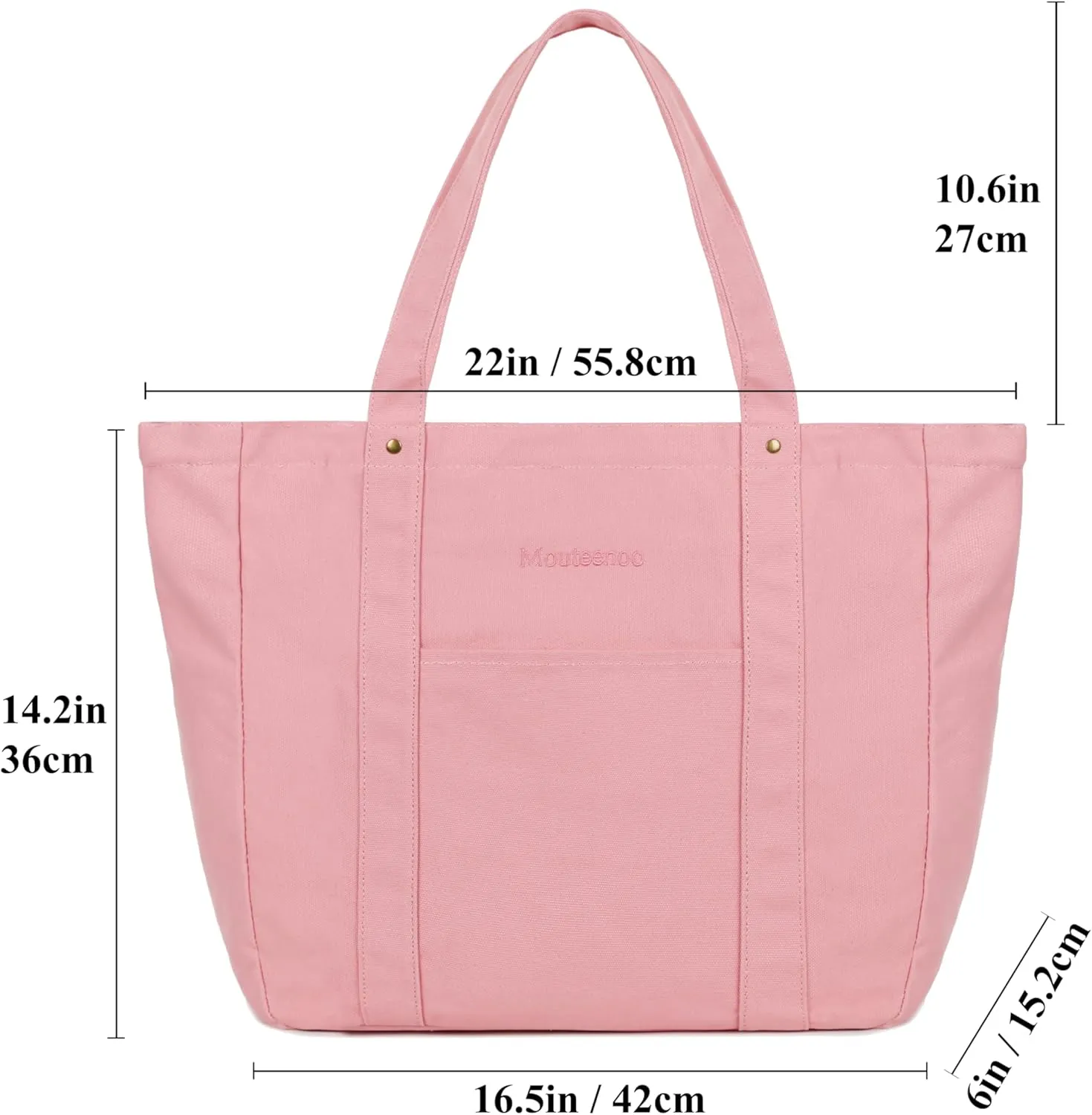 Large Tote Bag for Women with Zipper Closure and Laptop Compartment Canvas Shoulder Bag for Work Holiday and Travel