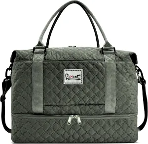 Large Travel Duffle Bag Weekender Bags for Women with Shoes Compartment, Travel Duffel Tote Carry on Overnight Bag for Travel Business Trips, Sport Yoga Gym Bag with Wet Pocket (Olive Green)
