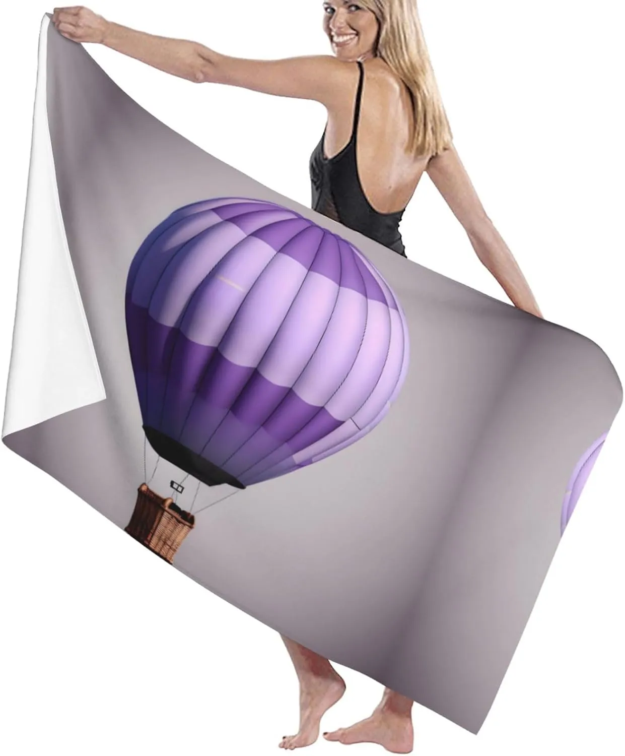 Lavender Hot Air Balloon Absorbent Quick Dry Towel for Swimmers Pool Sand Proof Beach Towels for Women Men