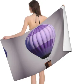 Lavender Hot Air Balloon Absorbent Quick Dry Towel for Swimmers Pool Sand Proof Beach Towels for Women Men